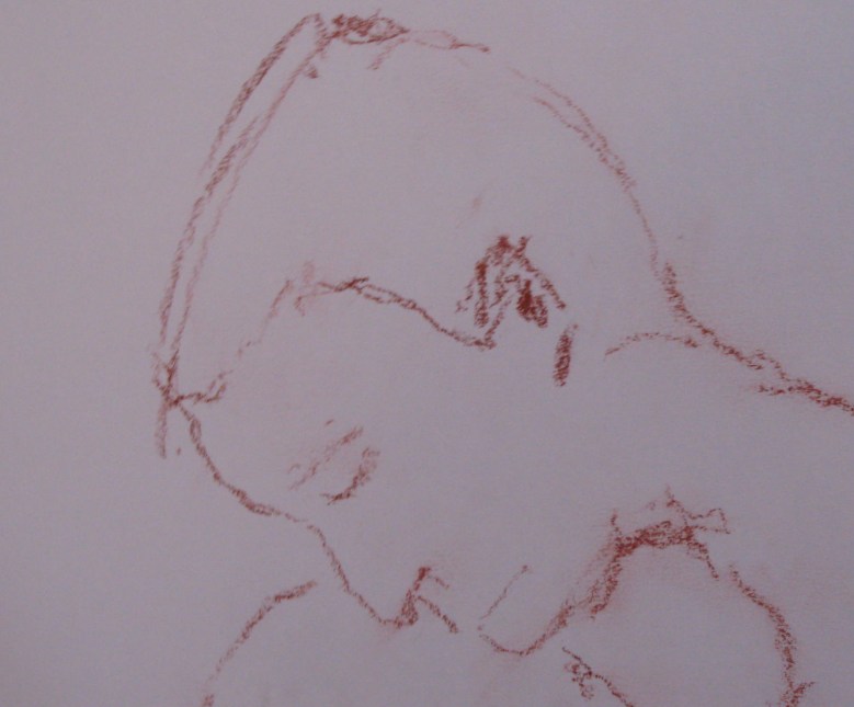 Steve, quick study, red chalk on paper