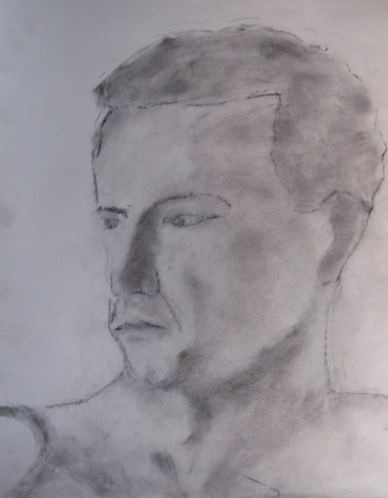 Steve, mostly powdered charcoal, bit of black conte, bit of white conte crayon on paper