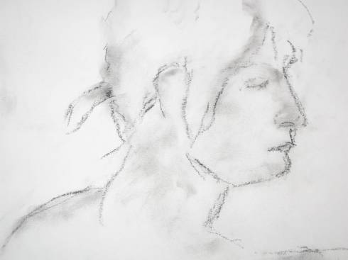 Elizabeth, charcoal dust on paper