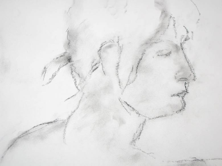 Elizabeth, charcoal dust on paper