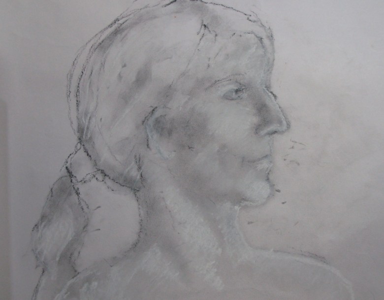 Sarah2 charcoal dust and white chalk on printing paper