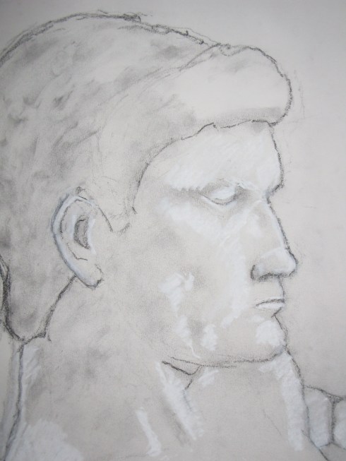 Chris, charcoal dust on paper